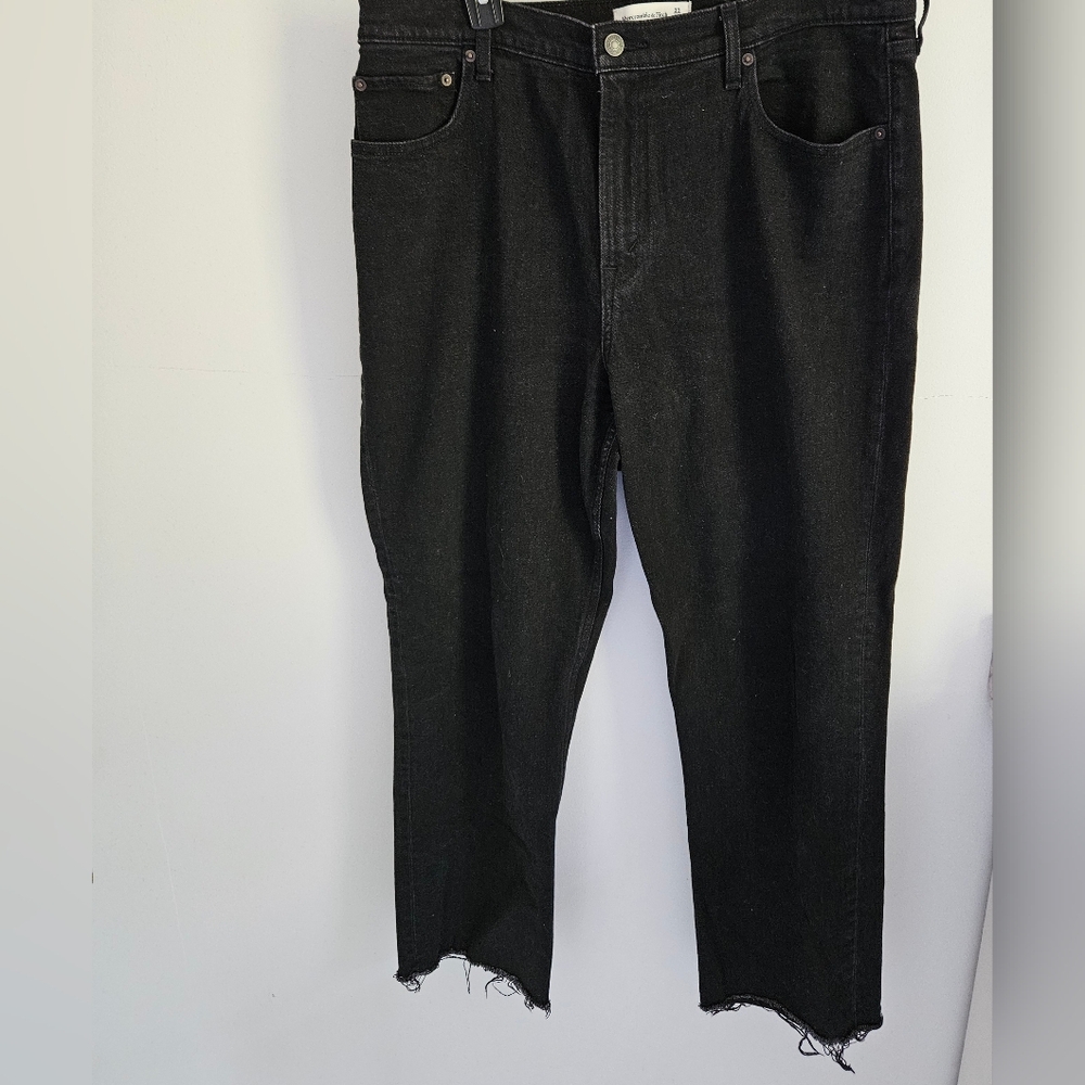 Abercrombie And Fitch Ultra High Rise Ankle Straight Leg Jeans Black Long